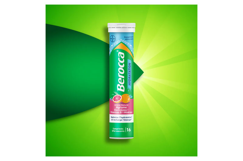 BEROCCA Hydratation arôme naturel Agrume 16 comprimés