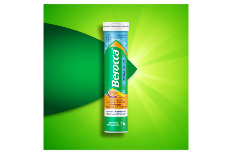 BEROCCA Hydratation arôme naturel Mangue-Passion 16 comprimés