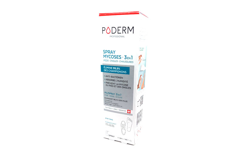 PODERM Spray Mycoses 3 en 1 Pieds-Ongles-Chaussures 50 ml