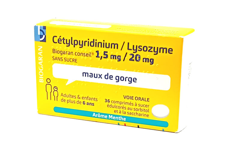 CÉTYLPYRIDINIUM/LYSOZYME Biogaran Conseil arôme menthe 36 comprimés